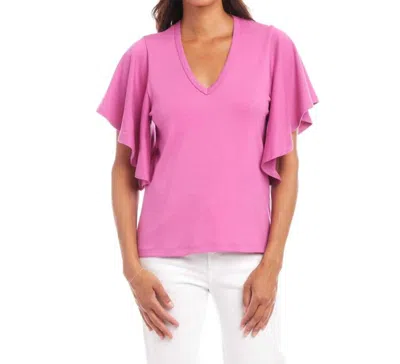 Karen Kane Flutter Sleeve Top In Tulip In Pink