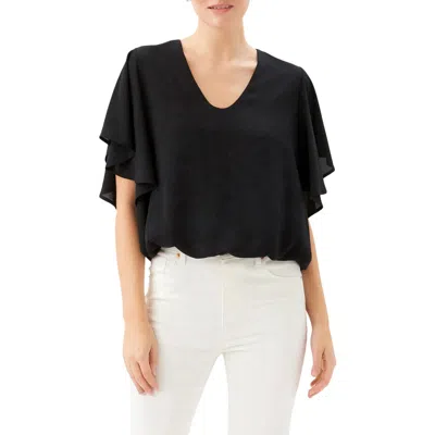 Karen Kane Flutter Sleeve V-neck Top In Black