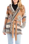 Karen Kane Jacquard Belted Cardigan In Multi