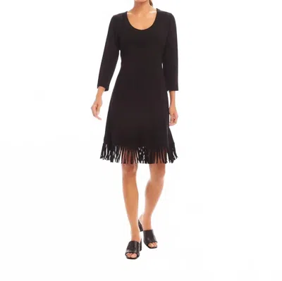 Karen Kane Fringe Hem Dress In Black