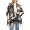 Karen Kane Fringe Poncho In Gray