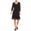 Karen Kane Fringe Trim Scoop Neck Dress In Black