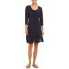 Karen Kane Fringe Trim Scoop Neck Dress In Navy