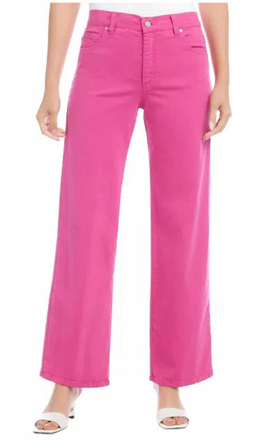 Karen Kane Full Length Wide-leg Jeans In Pink