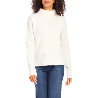 Karen Kane Funnel Neck Bouclé Sweater In Ivory