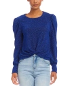 Karen Kane Metallic Twist Front Top In Sapphire Blue
