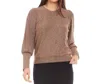 Karen Kane Metallic Knit Balloon Sleeve Top In Brown