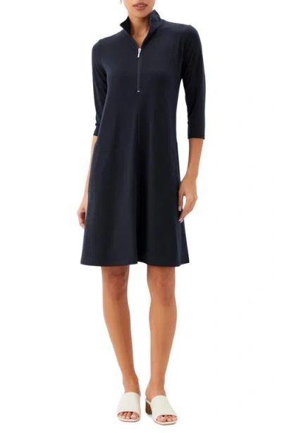 Karen Kane Half Zip Travel Jersey Dress In Blue