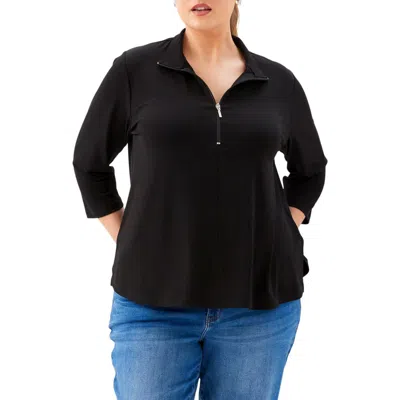 Karen Kane Half Zip Travel Jersey Top In Black