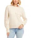 Karen Kane Hand Embroidered Flower Detail Sweater In Neutral