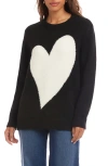 Karen Kane Heart Crewneck Sweater In Multi