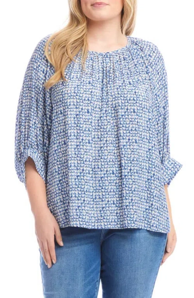 KAREN KANE KAREN KANE HEART PRINT BLOUSON SLEEVE TOP