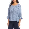 Karen Kane Heart Print Blouson Sleeve Top