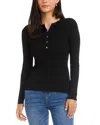 Karen Kane Henley Ribbed Knit Sweater In Black