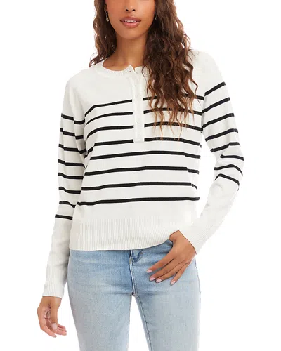 Karen Kane Henley Stripe Sweater In White