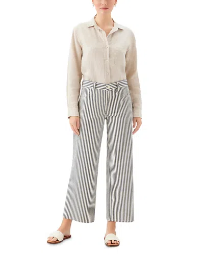 Karen Kane High Rise Cropped Straight Jeans In Cream W/navy In Gray