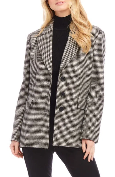 Karen Kane Houndstooth Blazer In Black With Cream