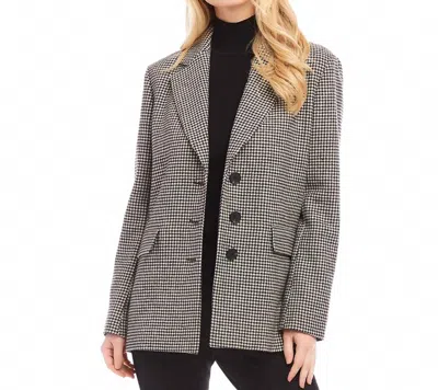 Karen Kane Houndstooth Blazer In Black And Cream