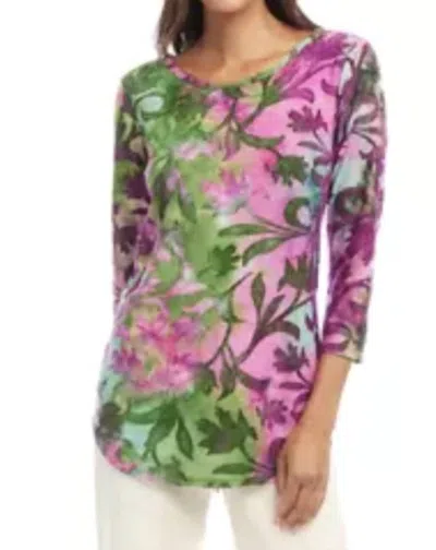 Karen Kane In The Garden Shirttail Top In Tiedye In Multi