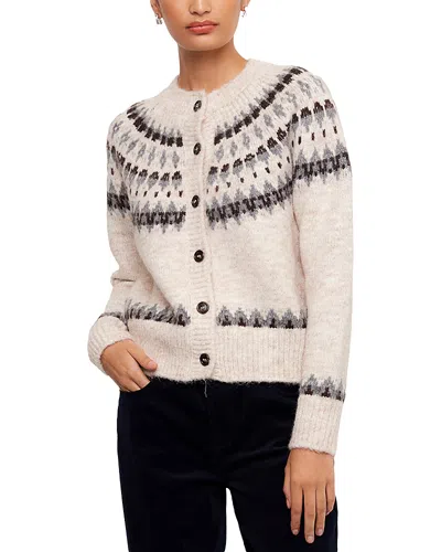Karen Kane Jacquard Fair Isle Cardigan In White