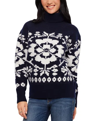 Karen Kane Jacquard Turtleneck Sweater In Blue