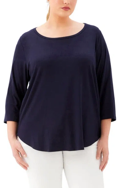 Karen Kane Jersey Shirttail Top In Blue