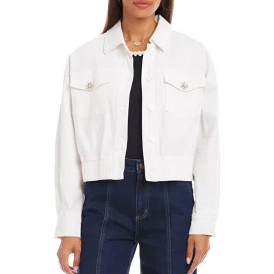 Karen Kane Jewel Button Denim Jean Jacket In White