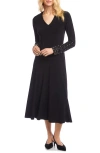 Karen Kane Kate Embellished Long Sleeve Midi Dress In Black