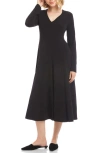 Karen Kane Kate Long Sleeve Jersey Midi Dress In Black