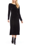 Karen Kane Kate Long Sleeve Stretch Velvet Midi Dress In Black