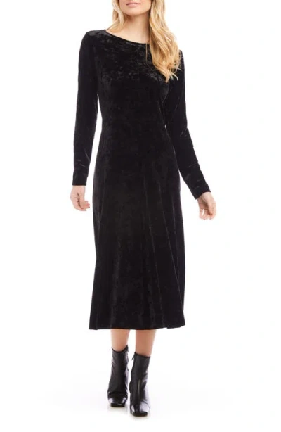 Karen Kane Kate Long Sleeve Stretch Velvet Midi Dress In Black