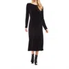 Karen Kane Kate Long Sleeve Stretch Velvet Midi Dress In Black