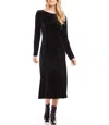 Karen Kane Kate Long Sleeve Stretch Velvet Midi Dress In Black