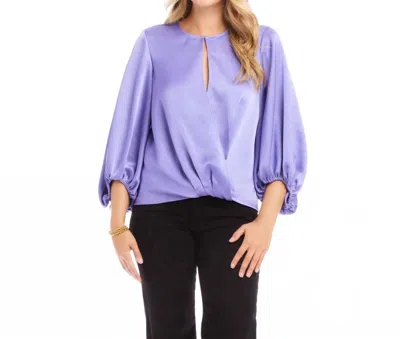 Karen Kane Keyhole Crossover Satin Top In Lavender In Purple