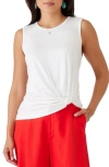 Karen Kane Knot Hem Tank In Off White