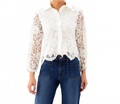 Karen Kane Lace Button Down Soft Jacket In Off White