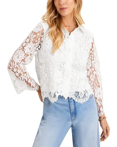 Karen Kane Lace Button Down Soft Jacket In White
