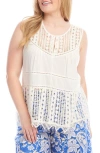 Karen Kane Lace Detail Sleeveless Cotton Top In Off White