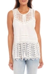 Karen Kane Lace Detail Sleeveless Cotton Top In Off White