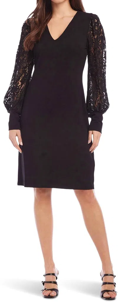 Karen Kane Lace Sleeve Dress In Black