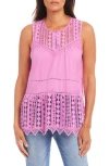 Karen Kane Lace Detail Sleeveless Cotton Top In Pink