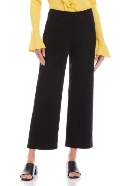 Karen Kane Lauren Patch Pocket Crop Wide Leg Pants In Black