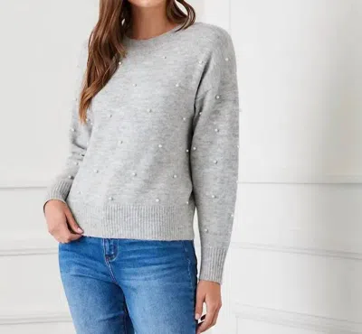 Karen Kane Laurentia Crewneck Sweater In Light Heather Gray Pearl