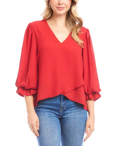 Karen Kane Layered Bracelet Sleeve Top In Red