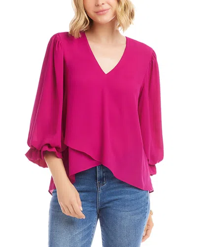 Karen Kane Layered Bracelet Sleeve Top In Purple