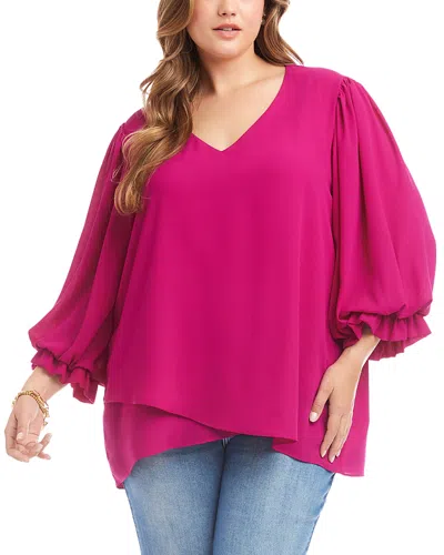 Karen Kane Layered Bracelet Sleeve Top In Purple