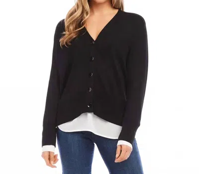 Karen Kane Layered Cardigan In Black