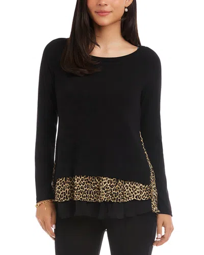 Karen Kane Layered Contrast Leopard Print Sweater In Blue
