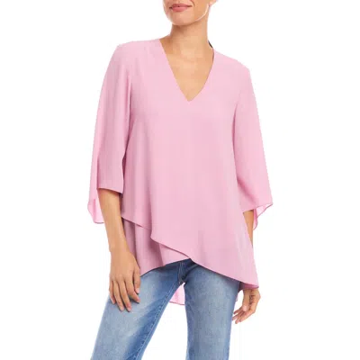 Karen Kane Layered Crepe Top In Pink