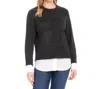 Karen Kane Mixed Media Layered Crewneck Sweater
